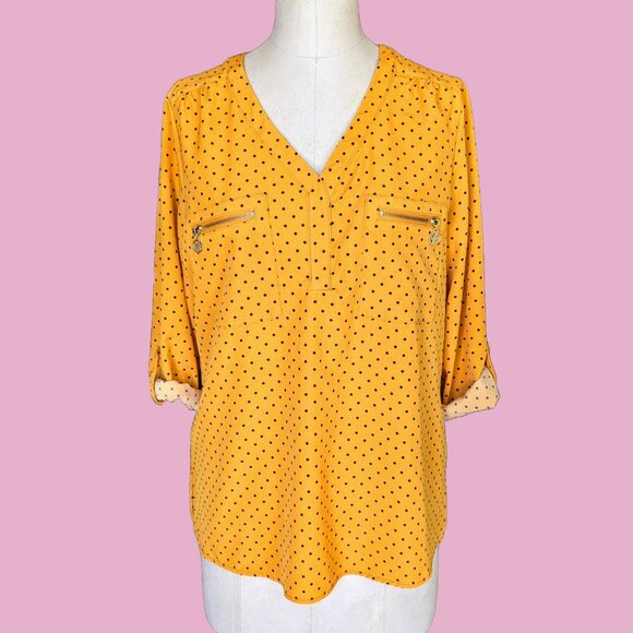 Adrienne Vittadini Polkadot 3/4 Sleeve Blouse - Picture 4 of 6